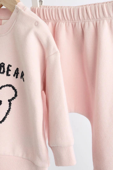 |Niña| Conjunto de Sudadera y Chándal Hello Bear Rosa para Bebé