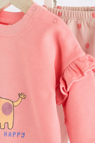 |BabyGirl| Conjunto De Blusa e Leggings Para Bebê - Coral Pink Giraffe