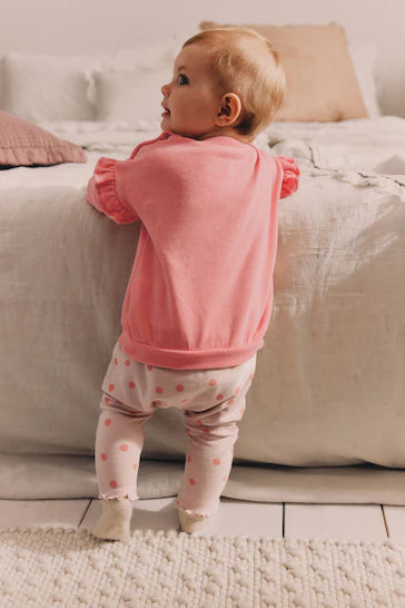 |BabyGirl| Conjunto De Blusa e Leggings Para Bebê - Coral Pink Giraffe