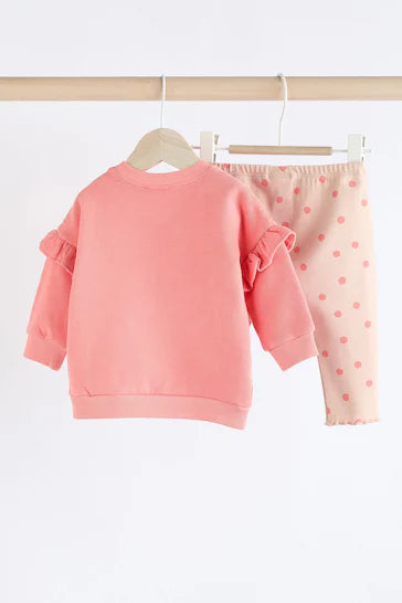 |BabyGirl| Conjunto De Blusa e Leggings Para Bebê - Coral Pink Giraffe