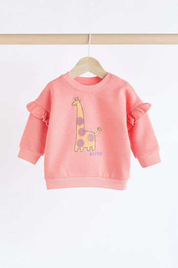 |BabyGirl| Conjunto De Blusa e Leggings Para Bebê - Coral Pink Giraffe