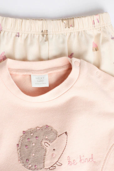 |BabyGirl| Conjunto De Moletom Bebê Ouriço Rosa / Creme e Calça Larga