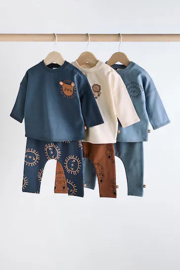 |BabyBoy| Conjunto Top e Leggings Baby 6 Pack - Leão Azul Marinho