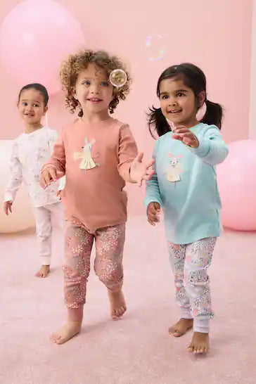 |NiñaGrande| Pack de 3 Pijamas 100% Algodón - Azul Ratón/Rosa (9 meses a 16 años)