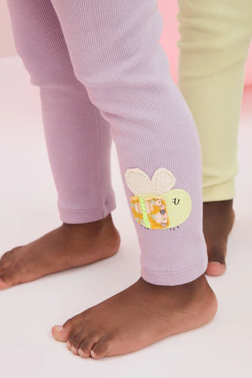 |Girl| Pacote de 3 pijamas legging - personagem roxo/amarelo/azul (9 meses a 10 anos)