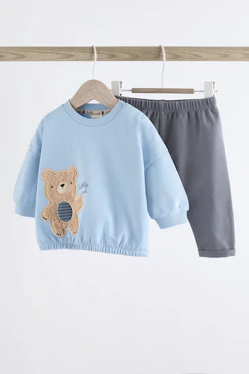 |BabyBoy| Conjunto Moletom E Leggings Bebê - Urso Azul