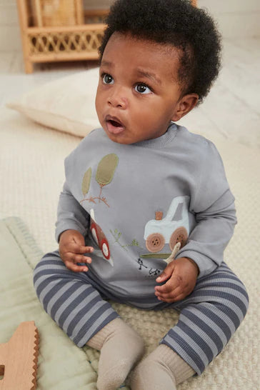 |BabyBoy| Conjunto Top E Leggings Bebé - Blue Farm