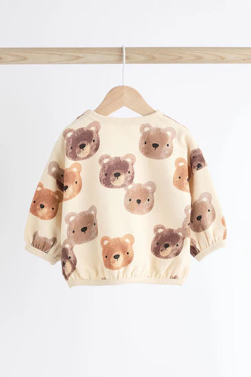 |Niña| Conjunto Bebé Sudadera y Jogger - Oso Neutro