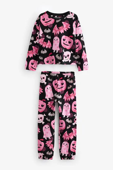 |Niña Grande| Pijama jogger Halloween negro/rosa (3 a 16 años)