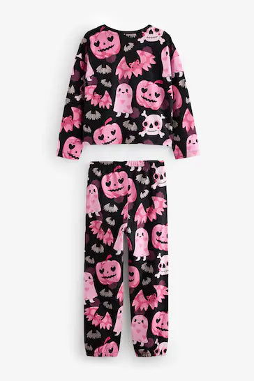 |Niña Grande| Pijama jogger Halloween negro/rosa (3 a 16 años)