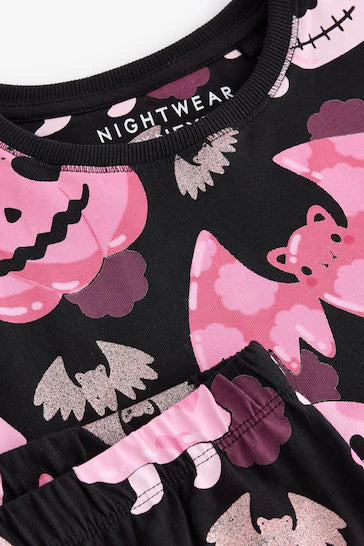 |BigGirl| Pijama jogger de Halloween preto/rosa (3 a 16 anos)