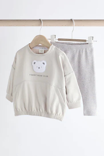 |BabyBoy| Conjunto De 2 Peças De Moletom e Leggings Para Bebê - Urso Cinza