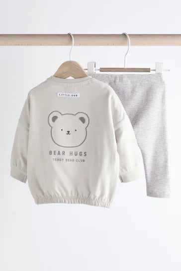 |Bebé| Conjunto Bebé 2 Piezas Sudadera y Leggings - Oso Gris