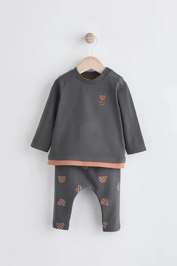 |BabyBoy| Conjunto Top e Leggings para Bebé - Preto/Castanho