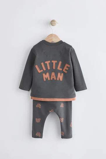 |BabyBoy| Conjunto Top e Leggings para Bebé - Preto/Castanho