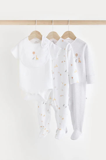 |BabyBoy| Conjunto De 5 Peças De Algodão Orgânico Branco Para Bebé (0-9 meses)