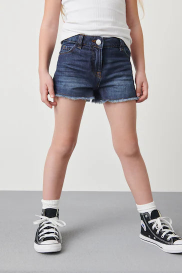 |BigGirl| Shorts Com Barra Desfiada -  Dark Blue (3-16 anos)