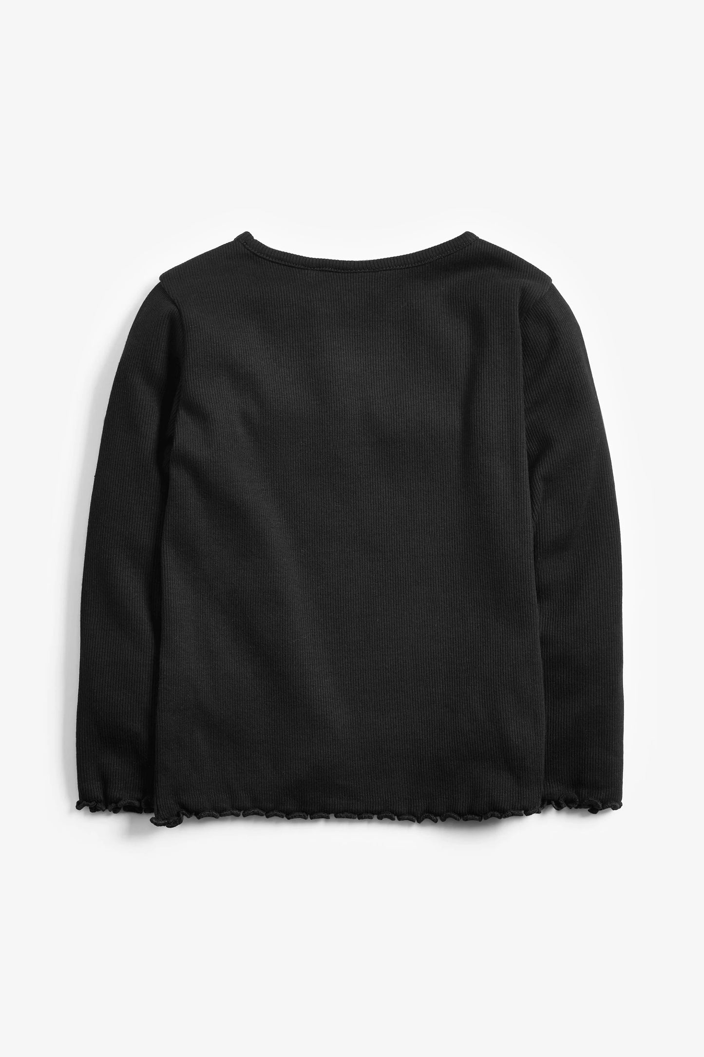 |Niña| Camisa básica de canalé - Negro (3 meses-8 años)