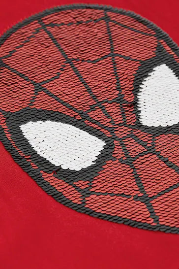 |Niño| Camiseta Licencia Flippy Lentejuelas - Red Spider Man (3-16 años)