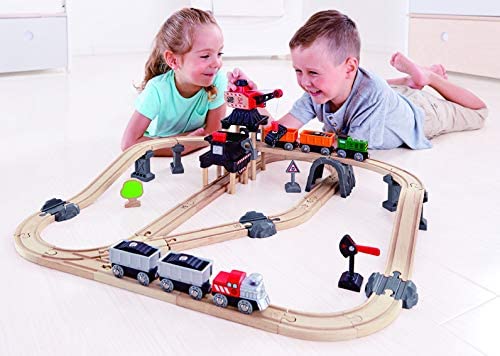 Hape - Set de tren de madera con cargador minero