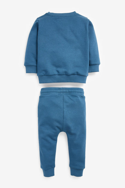 |BabyBoy| Conjunto de Moletom - Azul - (3 meses-7anos)