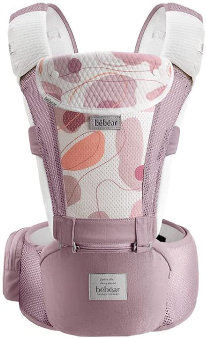 Bebamour Mochila Porta Bebé 0-36 Meses, 3D Air Mesh rosa