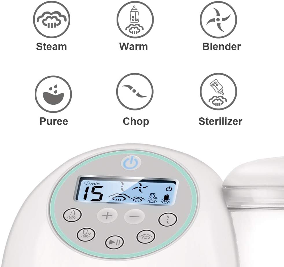 Bubos 5-em-1 Smart Food Processador a vapor e Liquidificador Integrado