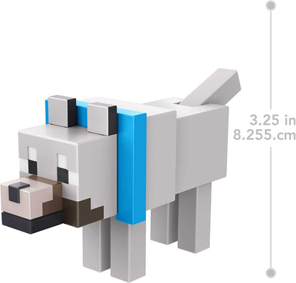 Minecraft Build Wolf Action Figure, 3,25 pol., com 1 peça Build-a-Portal e 1 acessório, brinquedo de construção inspirado em videogame, presente colecionável para fãs e crianças de 6 anos ou mais