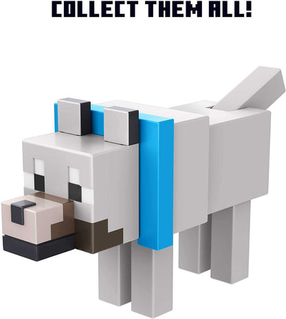 Minecraft Build Wolf Action Figure, 3,25 pol., com 1 peça Build-a-Portal e 1 acessório, brinquedo de construção inspirado em videogame, presente colecionável para fãs e crianças de 6 anos ou mais