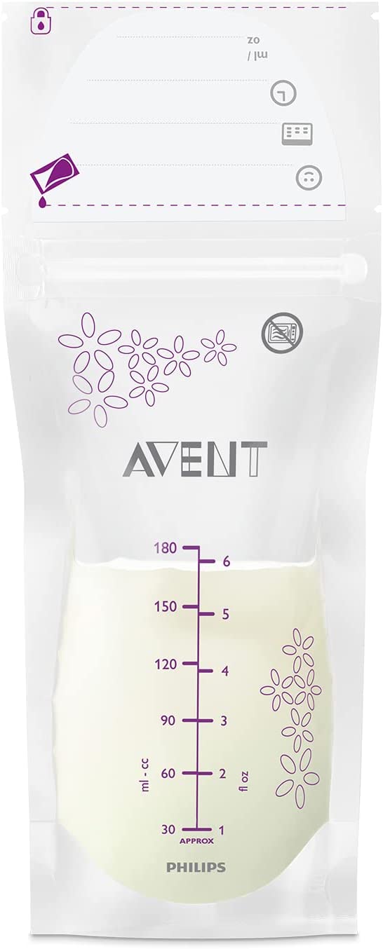 Philips Avent SCF603/25 Embalagem com 25 para bolsas armazenamento de leite materno, 180 ml, branco