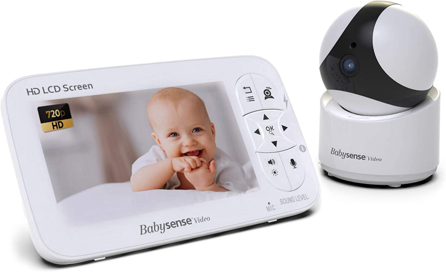 Babysense Baby Monitor 5" HD con cámara de seguridad PTZ y pantalla grande