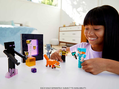 Minecraft Craft-A-Block Figuras sortidas, personagens de videogame pixelados autênticos, brinquedo de ação para criar, explorar e sobreviver, presente colecionável para fãs de 6 anos ou mais