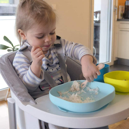 BEABA - Conjunto de Alimentação de Silicone - 4 Peças - Azul