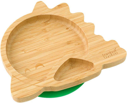 bamboo bamboo Placa de Bambu para Bebês – Crianças e Crianças com Ventosa para Bebês | Não Tóxico | Legal ao toque | Ideal para Baby-Led Weaning (Dino, Verde)