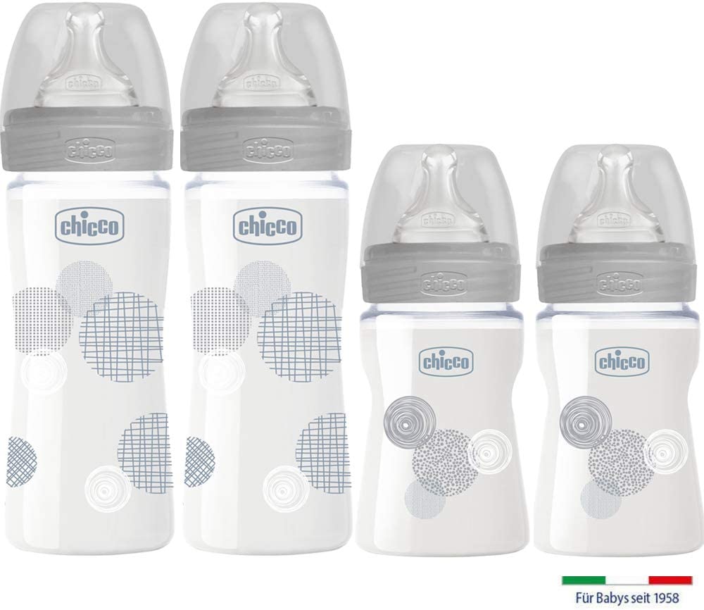 Chicco Bem-Estar Mamadeiras em Vidro - Kit com 4 itens