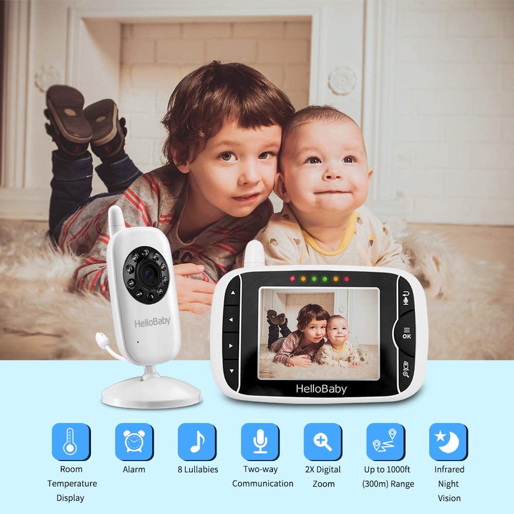 HelloBaby HB32 - Babá Eletrônica sem fio para bebês com câmera digital, 3.2 polegadas