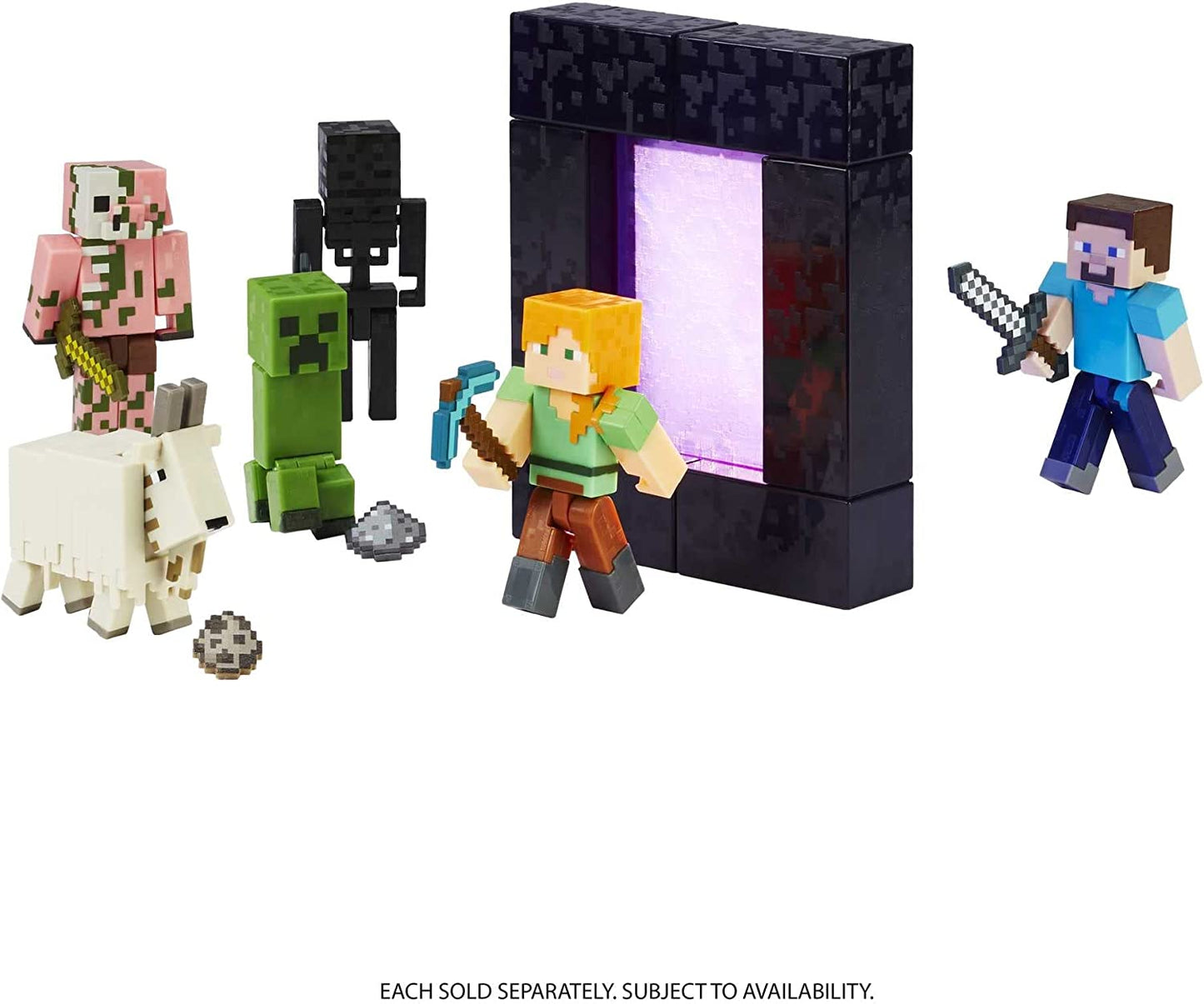 Minecraft Figura Build-A-Portal Creeper HFC33 Figura colecionável e peça Build-A-Portal – Articulações móveis – 1 acessório – 8cm de altura 6+ anos