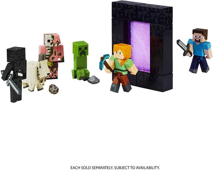 Minecraft Figura Build-A-Portal Creeper HFC33 Figura colecionável e peça Build-A-Portal – Articulações móveis – 1 acessório – 8cm de altura 6+ anos