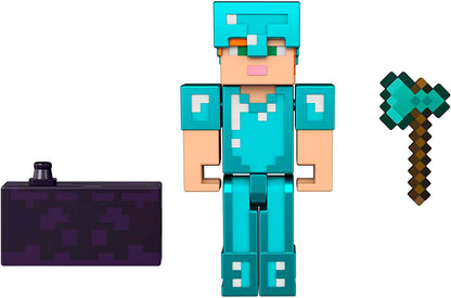 Minecraft Craft-A-Block Figuras sortidas, personagens de videogame pixelados autênticos, brinquedo de ação para criar, explorar e sobreviver, presente colecionável para fãs de 6 anos ou mais