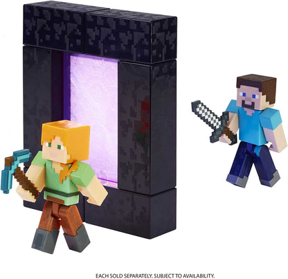 Minecraft Alex Build-A-Portal Figura– colecionável Figura e peça Build-A-Portal – Articulações móveis – 1 acessório – 3,25 pol. de altura – Presente para crianças com mais de 6 anos – HFC34