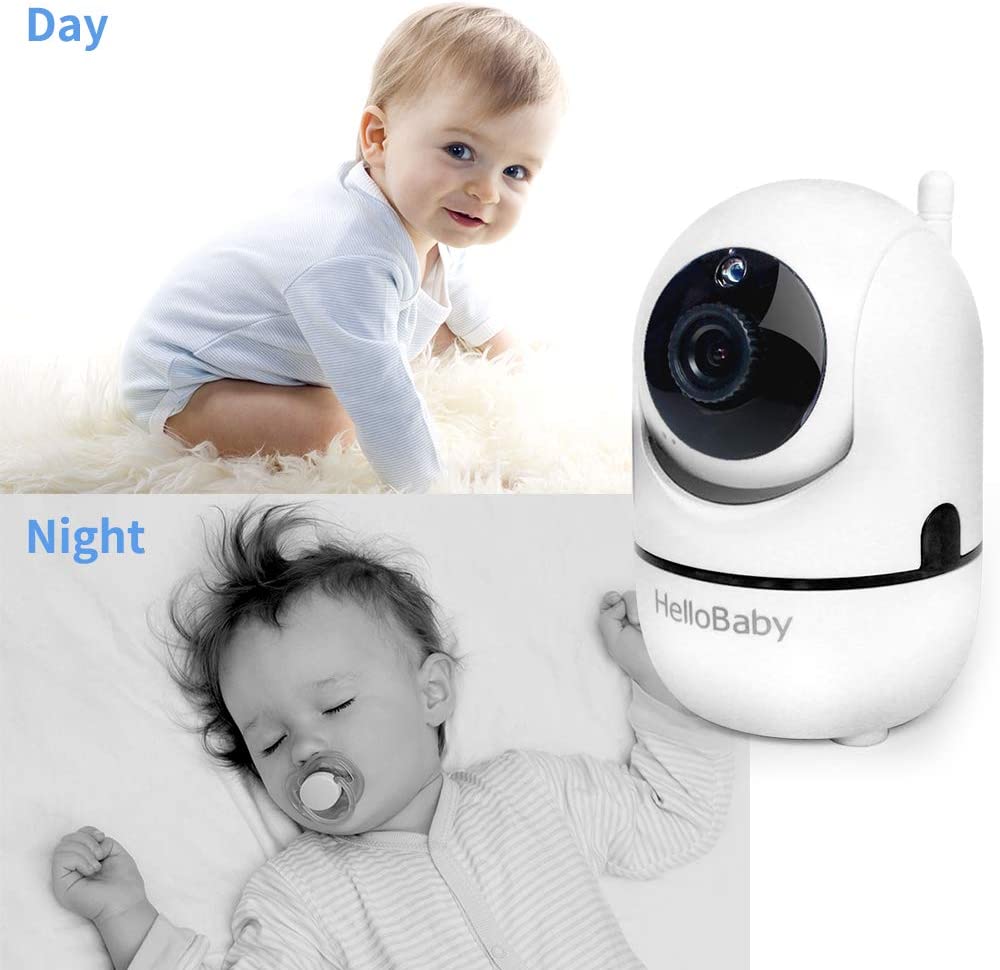 ‎HelloBaby - Monitor para bebés con cámara remota con zoom panorámico, inclinable y de 3,2''