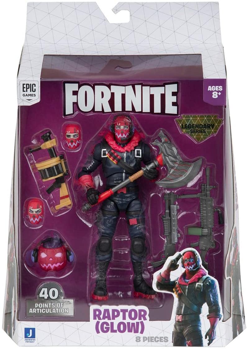 Fortnite - Raptor (Glow) - Figura serie legendaria de 15 cm