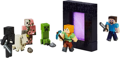 Minecraft Figura Build-A-Portal Creeper HFC33 Figura colecionável e peça Build-A-Portal – Articulações móveis – 1 acessório – 8cm de altura 6+ anos