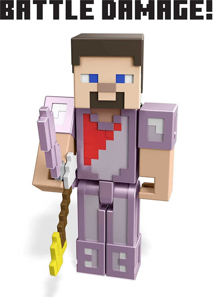 Minecraft Ultimate Ender Dragon Figura, criatura que respira névoa de 20 polegadas, figura de Steve com mudança de cor de 3,25 polegadas, acessório de batalha, presente para mais de 6 anos, GYR76