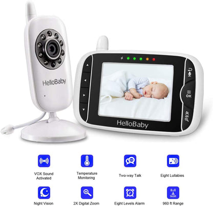 HelloBaby - Babá Eletrônica para bebês com tela LCD e visão noturna infravermelha