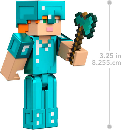 Minecraft Craft-A-Block Figuras sortidas, personagens de videogame pixelados autênticos, brinquedo de ação para criar, explorar e sobreviver, presente colecionável para fãs de 6 anos ou mais