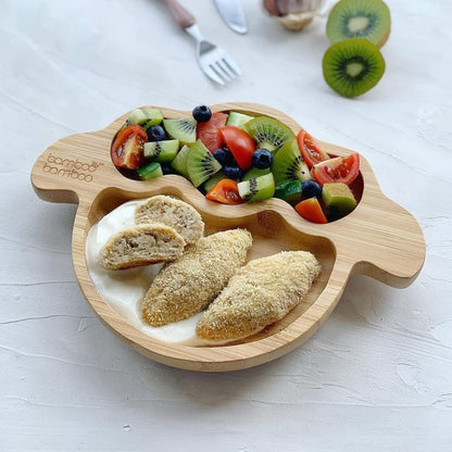 bamboo bamboo Placa de Bambu para Bebês – Crianças e Crianças com Ventosa para Bebês | Não Tóxico | Legal ao toque | Ideal para Baby-Led Weaning (Cordeiro, Amarela)