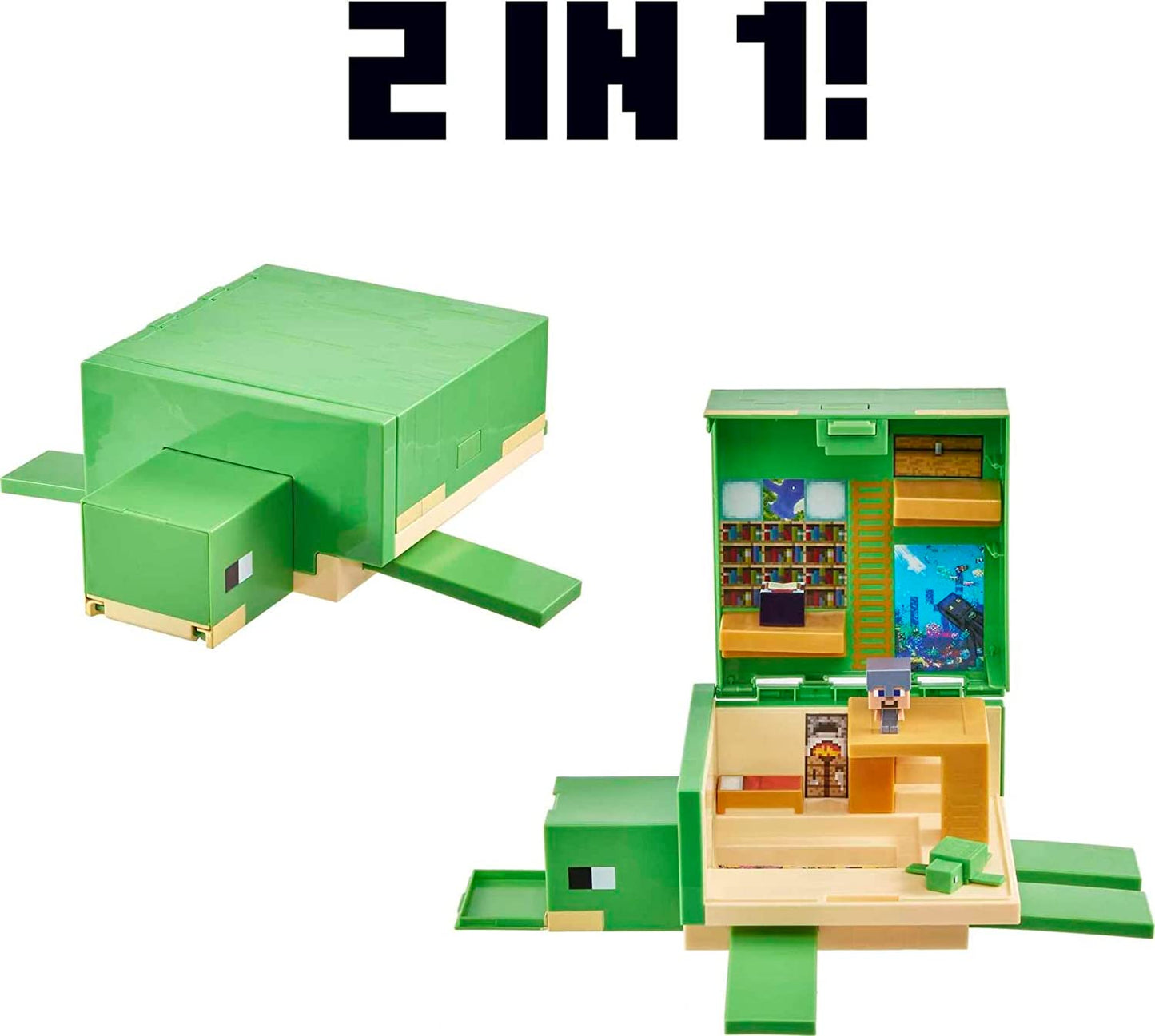 Minecraft Transforming Turtle Hideout - Playset com 4 níveis de ação e entrada secreta - Steve Figure & Turtle Friend Incluído - Presente para crianças de 6 anos ou mais - HDW14