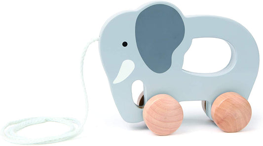 Hape E0908 Elefante Juguete de Empujar y Tirar de Madera