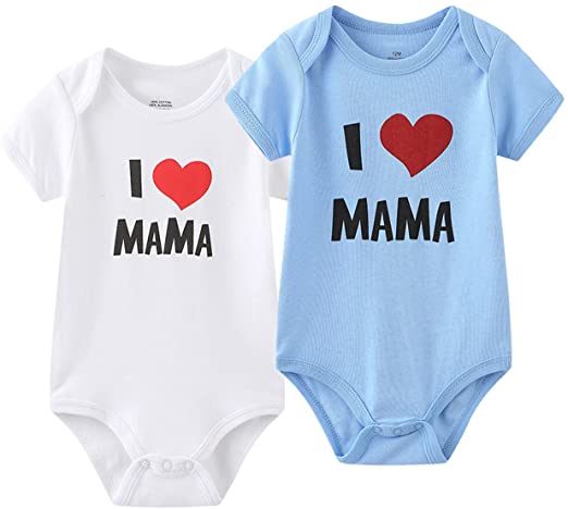 MAMIMAKA Mamelucos sólidos unisex para bebés 2 gemelos recién nacidos I Love Papa I Love Mama Body de 0 a 24 meses para niños y niñas